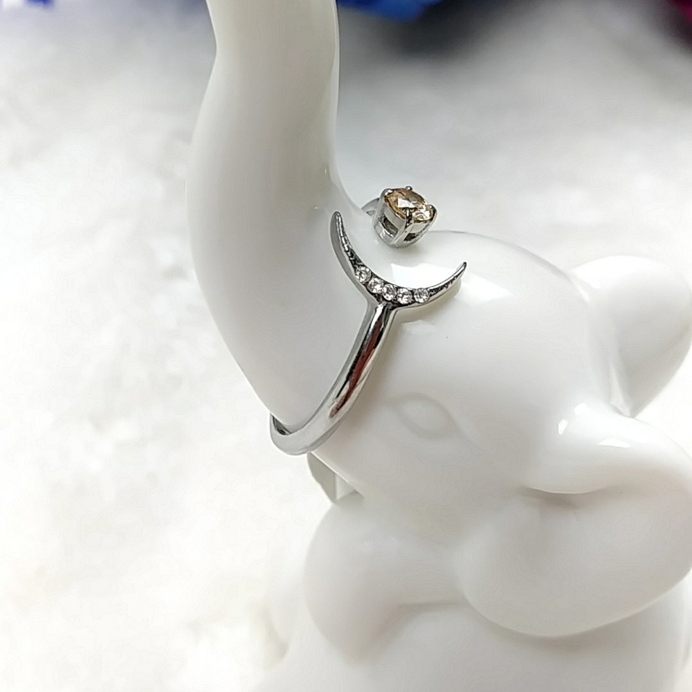 Crescent Moon Dainty Rhinestone Ring Celestial Galaxy Astrology Moon Child - Picture 7 of 12